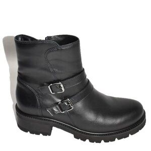 New! La Canadienne Craig Waterproof Biker Moto Boot Black Leather 7.5 M DD511